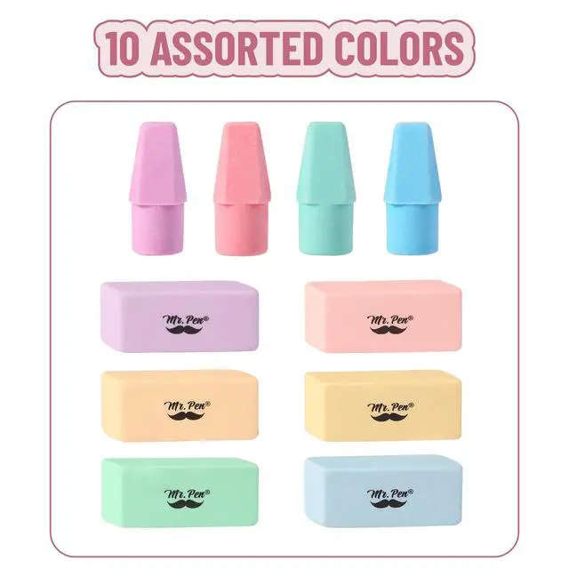 Alt view image 4 of 7 - School Eraser Combination Set, 66 Pack, Pastel Colors | Latex Free Erasers for School, Office, Art Sketching, Homework, Exams, Clean Smudge-Free Correction