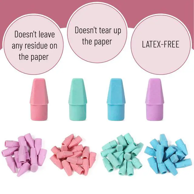 Alt view image 6 of 7 - School Eraser Combination Set, 66 Pack, Pastel Colors | Latex Free Erasers for School, Office, Art Sketching, Homework, Exams, Clean Smudge-Free Correction