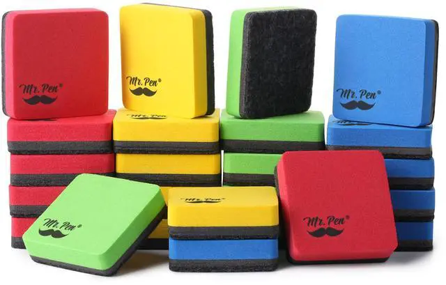 Main image of Mini Magnetic Dry Erase Erasers, 2" x 2", 24 Pack | Colorful Small Magnetic Whiteboard Dry Erase Erasers Bulk for Kids, Teachers, Students and Classroom Supplies
