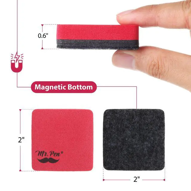 Alt view image 3 of 7 - Mini Magnetic Dry Erase Erasers, 2" x 2", 24 Pack | Colorful Small Magnetic Whiteboard Dry Erase Erasers Bulk for Kids, Teachers, Students and Classroom Supplies