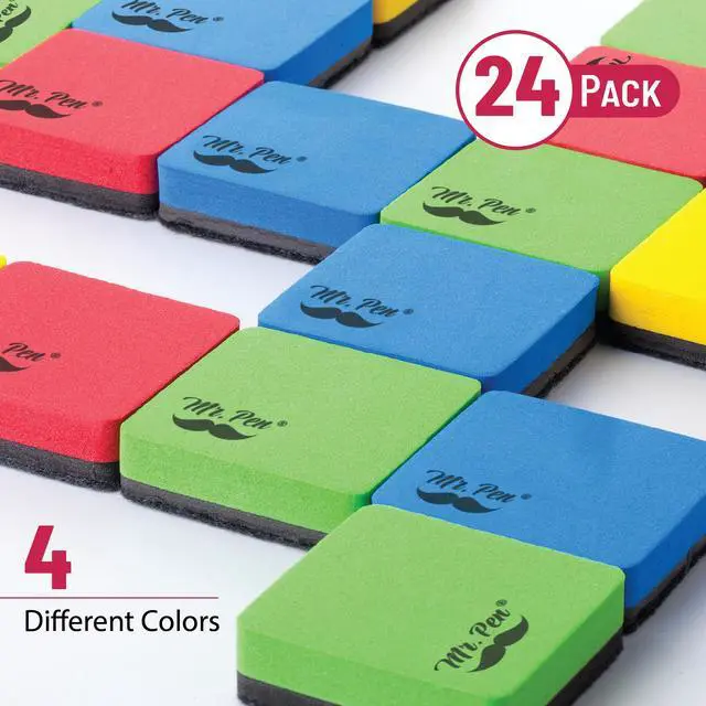 Alt view image 2 of 7 - Mini Magnetic Dry Erase Erasers, 2" x 2", 24 Pack | Colorful Small Magnetic Whiteboard Dry Erase Erasers Bulk for Kids, Teachers, Students and Classroom Supplies