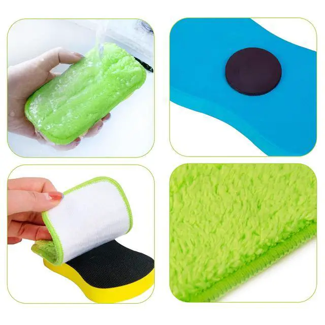 Alt view image 3 of 6 - 2 Packs Chalkboard Eraser Washable Microfiber Cleaning Tool | OSOPOLA 2Pack Microfiber Chalkboard Eraser Washable Reusable Cleans Chalk Markers 4 Cloths Home Office Use WP03