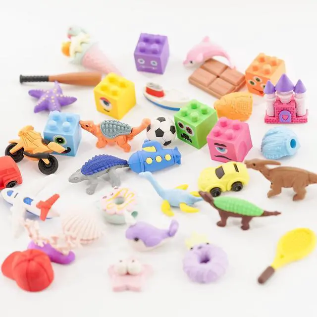 Alt view image 2 of 7 - 30pcs 3D Cute Kids Erasers, Random Desktop Pet Toys Gifts, Classroom Rewards Kids Party Gifts, Various Styles Such as Animals, Food, Plants, Space, Princess, Sports, Halloween, Christmas