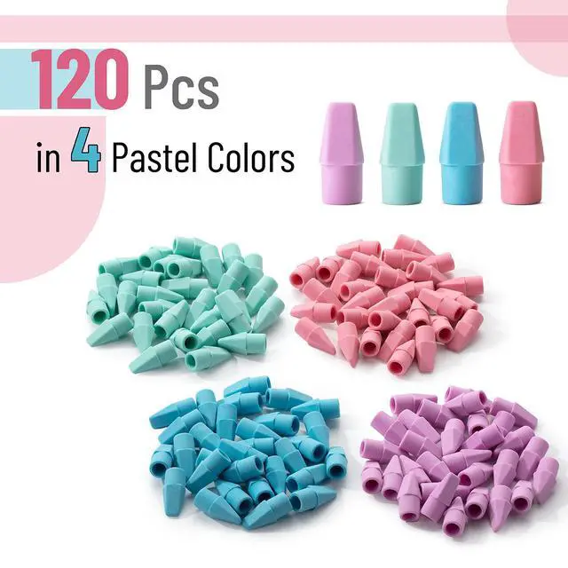Alt view image 2 of 7 - Pencil Erasers Toppers, 120 Pack, Colorful, Latex Free, No Smudge | 120 Pack