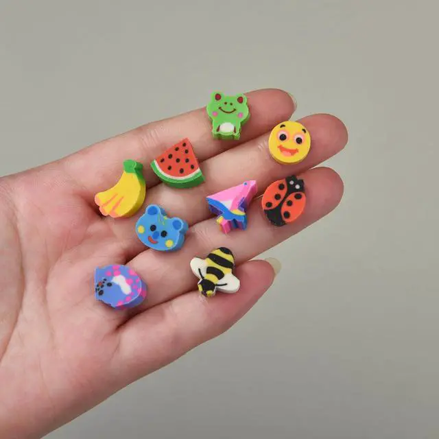 Alt view image 2 of 4 - 300PCS Mini Cute Animals and Fruits Pencil Erasers for Kids Bulk | for back to school Classroom gift(Animals and Fruits, small)