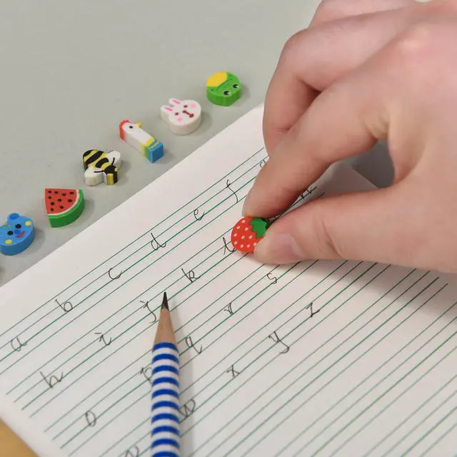 Alt view image 4 of 4 - 300PCS Mini Cute Animals and Fruits Pencil Erasers for Kids Bulk | for back to school Classroom gift(Animals and Fruits, small)