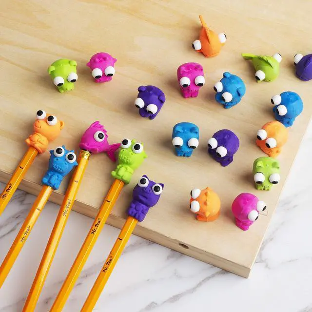 Alt view image 7 of 7 - Animal Pencil Top Eraser, 20 Pack, 5 Assorted Styles | Cute Animal Designs with Pop-Out Eyes, Latex-Free, No-Smudge Cap Pencil Erasers for Kids, Teachers