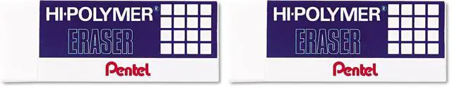 Main image of Super Hi-Polymer Eraser, Large, Nonabrasive, White (PENZEH10) (Pack of 2)