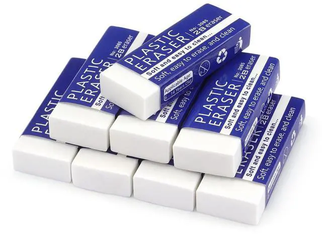 Main image of White Erasers for Clean, Large Pencil Eraser, 8 Pack