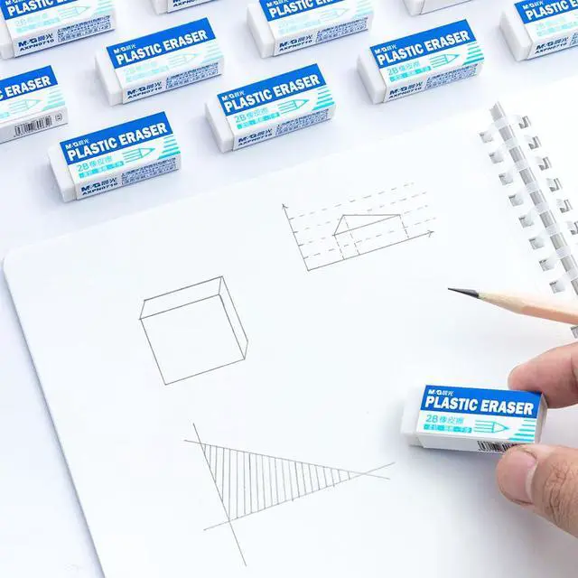 Alt view image 6 of 6 - 12 Pack White Erasers Bulk, Small Rubber Pencil Erasers for Kids School Students Office, 1.7 x 0.7 Inches Soft Art Erasers for Drawing Sketching (New Packaging)