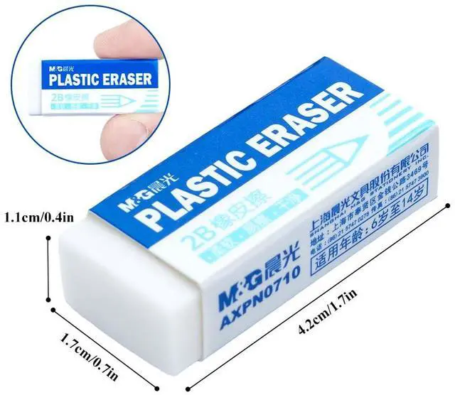 Alt view image 2 of 6 - 12 Pack White Erasers Bulk, Small Rubber Pencil Erasers for Kids School Students Office, 1.7 x 0.7 Inches Soft Art Erasers for Drawing Sketching (New Packaging)