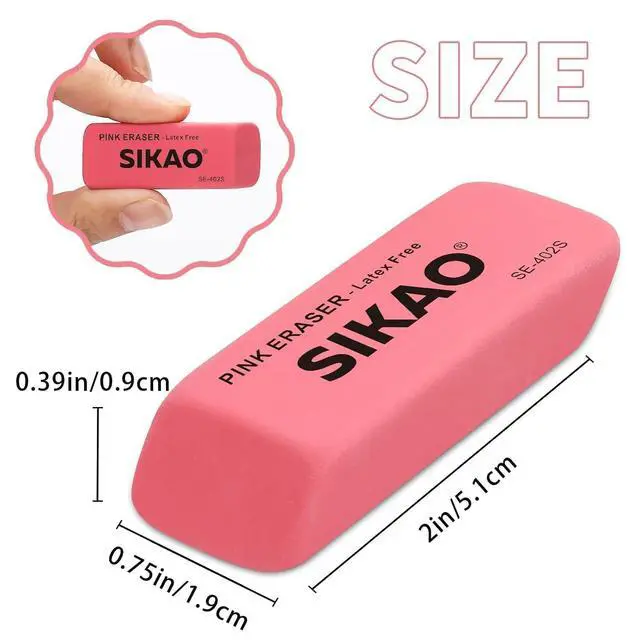 Alt view image 2 of 7 - Pink Erasers, 6 Pack Pencil Erasers | Latex-Free & Smudge-Free Beveled Rubber Erasers for School Supplies, Classroom, Art & Homework