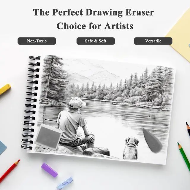 Alt view image 3 of 7 - kneaded erasers for Artists, Soft Kneadable Eraser for Drawing 2 Pack | Moldable Rubber for Sketching, Art Erasers for Drawing with Storage Case, Moldable & Flexible, Clean Removal
