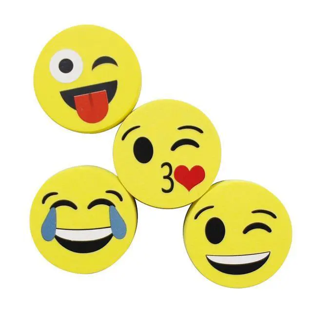 Alt view image 2 of 5 - Magnetic Smiley Face Circular Whiteboard Eraser / 4 Pack of 2" Dry Erase Erasers