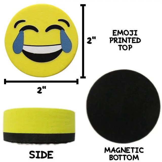 Alt view image 3 of 5 - Magnetic Smiley Face Circular Whiteboard Eraser / 4 Pack of 2" Dry Erase Erasers