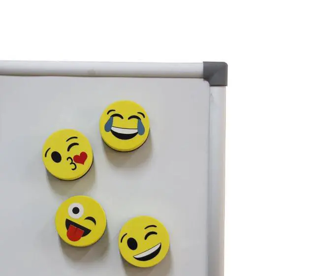 Alt view image 4 of 5 - Magnetic Smiley Face Circular Whiteboard Eraser / 4 Pack of 2" Dry Erase Erasers