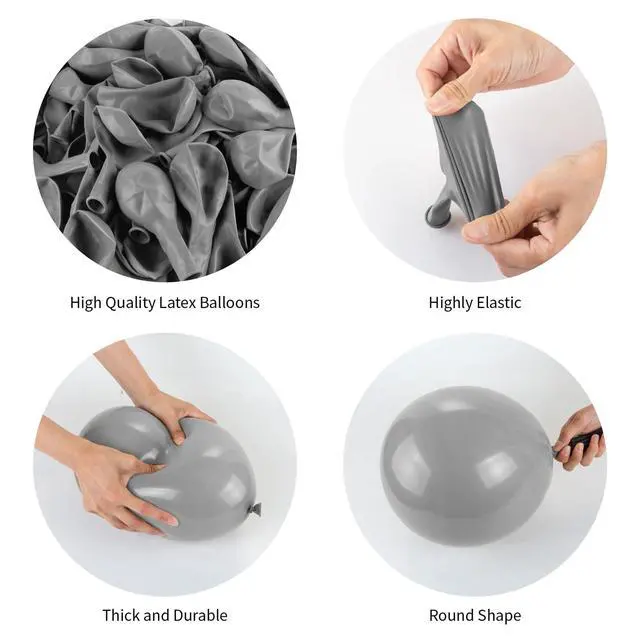 Alt view image 3 of 7 - Grey Balloons, 140pcs 18 12 10 5 Inch Different Sizes Pack Balloons | Balloons for BOHO Birthday Halloween Holiday Balloon Garland as Party Decorations