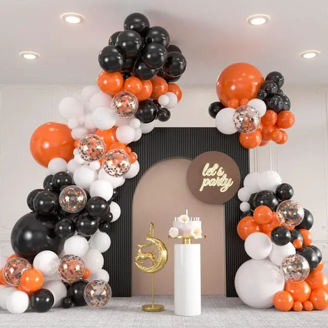 Main image of 136pcs Black Orange White Balloon Garland Kit - 18/12/10/5 Inch Balloons | Balloon Arch Set for Halloween, Birthday, Graduation Party Decorations