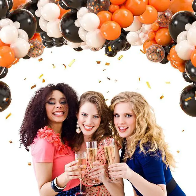 Alt view image 7 of 7 - 136pcs Black Orange White Balloon Garland Kit - 18/12/10/5 Inch Balloons | Balloon Arch Set for Halloween, Birthday, Graduation Party Decorations