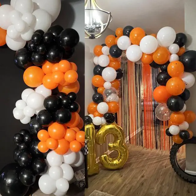 Alt view image 4 of 7 - 136pcs Black Orange White Balloon Garland Kit - 18/12/10/5 Inch Balloons | Balloon Arch Set for Halloween, Birthday, Graduation Party Decorations