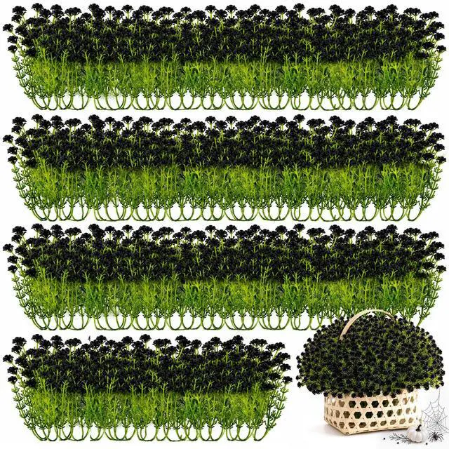 Main image of Baby Breath Flowers Artificial - 100pcs Tiny Artificial Flowers | Mini Flower for Halloween Gothic Decor, Scrapbook Supplies, Garland Accents Bouquet Accessories, All Black, 3.74In