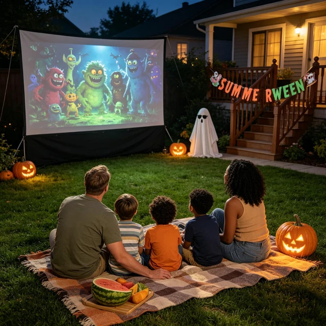 Alt view image 7 of 7 - Summerween Banner Decor Halloween Summer Garland Party Decoration | Orange Green Summerween Banner Decorations for Hawaiian Luau Beach Party Supplies Spooky Halloween Summer Decor Home Outdoor