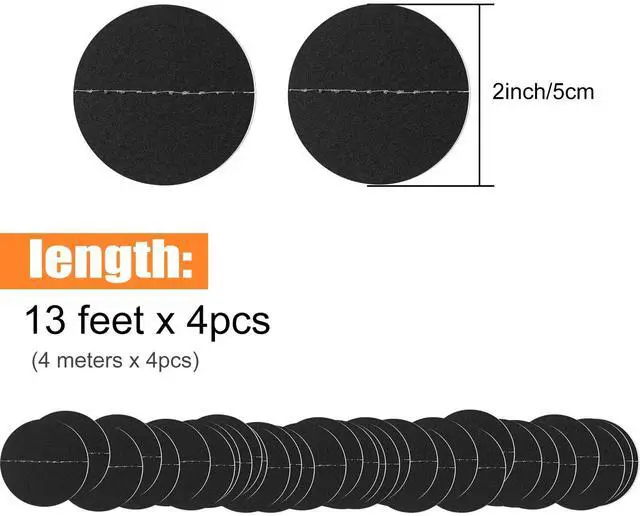 Alt view image 4 of 7 - 52 Feet Circle Garlands Black Circle Dots Paper Garland Circle Hanging Banner for Birthday Graduation Halloween Party Decorations