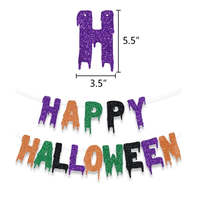 Alt view image 2 of 5 - Happy Halloween Party Banner Orange Black Purple Green Blood Garlands Kids Halloween Haunted House Decoration