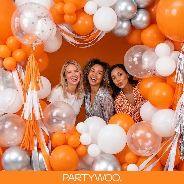 Alt view image 5 of 7 - Orange Balloons 85pcs Matte Orange Fall Color Different Sizes | 18 12 10 5 Inch Balloons for Thanksgiving Halloween Little Cutie Baby Shower Birthday Party Decorations Orange-Y9
