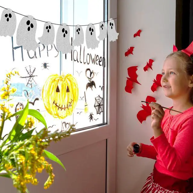 Alt view image 6 of 7 - 2pcs Pre-Strung Halloween Ghost Banners | Ready To Hang Garland, Haunted Houses Doorways, Party Wall Fireplace Decor, Indoor Outdoor, Spooky Atmosphere