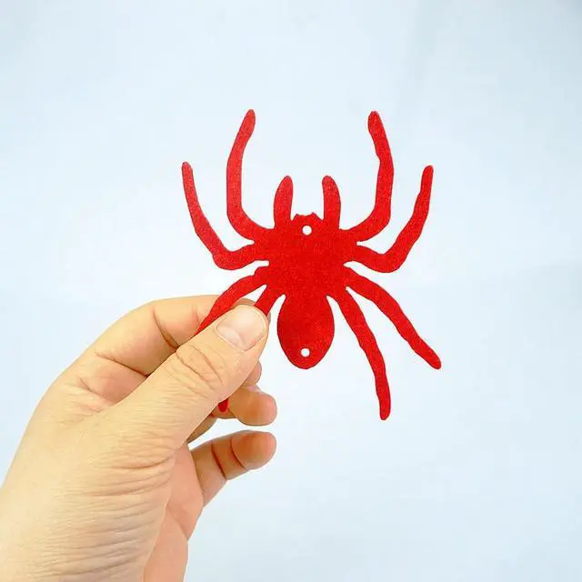 Alt view image 4 of 7 - 8 Pack Felt Red Blue Black Spider Garland Spider Party Decorations | 8 Pack Felt Spider Garlands Red Blue Black Hanging Spider Decorations Bulk for House Home Halloween Themed Party Decorations