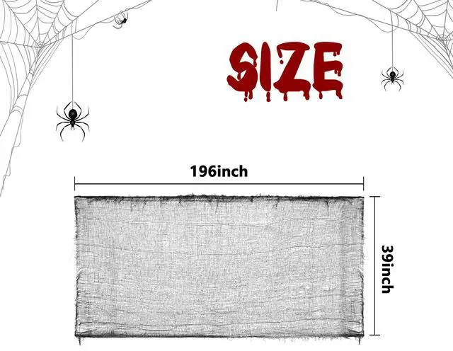 Alt view image 2 of 7 - 196 x 39 Inch Halloween Spooky Cloth, Large Black Scary Creepy Gauze | Windows Entryways Cover Gauze for Halloween Party Outdoor Home Wall Decor Supplies