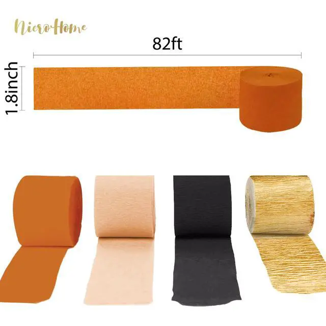Alt view image 3 of 7 - Fall Thanksgiving Party Crepe Paper Streamers Decorations | 8 Rolls Orange Black Gold Streamer Garlands, Hanging Decor for Thanksgiving Halloween Autumn Harvest Wedding Birthday Party