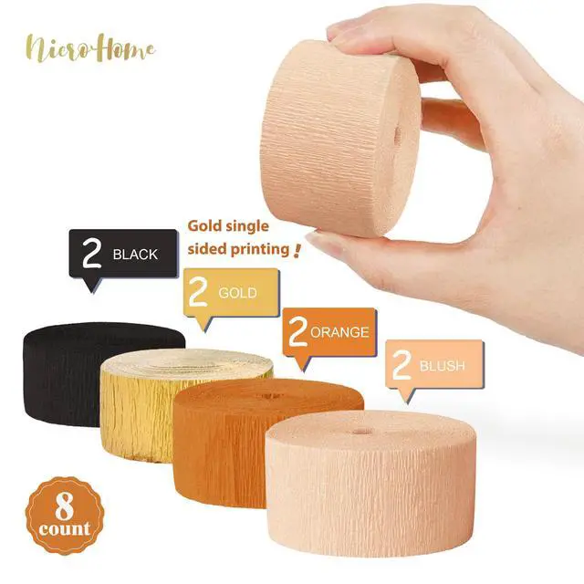 Alt view image 4 of 7 - Fall Thanksgiving Party Crepe Paper Streamers Decorations | 8 Rolls Orange Black Gold Streamer Garlands, Hanging Decor for Thanksgiving Halloween Autumn Harvest Wedding Birthday Party