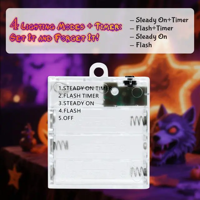 Alt view image 4 of 7 - Orange and Purple Fairy Lights Battry Operated with Timer, Halloween String Lights for Outside 16.4ft 50LED Indoor Outdoor Halloween Decorations Garland Party Patio Garden Yard 2 Packs