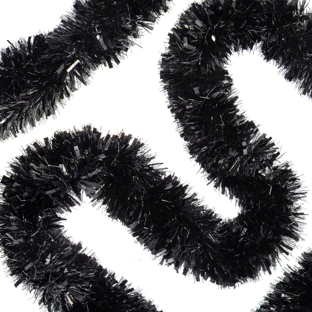 Main image of 33FT Black Christmas Tinsel Garland Metallic Twist Foil Tinsel Garland Shiny Hanging Decorations for Halloween Xmas Tree Decoration Wedding Party Supplies