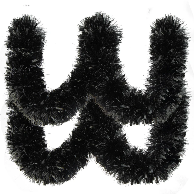 Alt view image 3 of 5 - 33FT Black Christmas Tinsel Garland Metallic Twist Foil Tinsel Garland Shiny Hanging Decorations for Halloween Xmas Tree Decoration Wedding Party Supplies