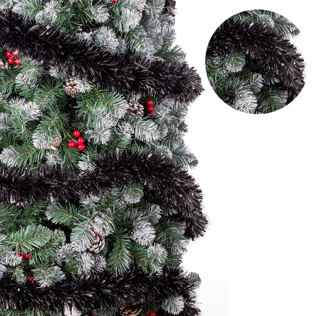 Alt view image 4 of 5 - 33FT Black Christmas Tinsel Garland Metallic Twist Foil Tinsel Garland Shiny Hanging Decorations for Halloween Xmas Tree Decoration Wedding Party Supplies