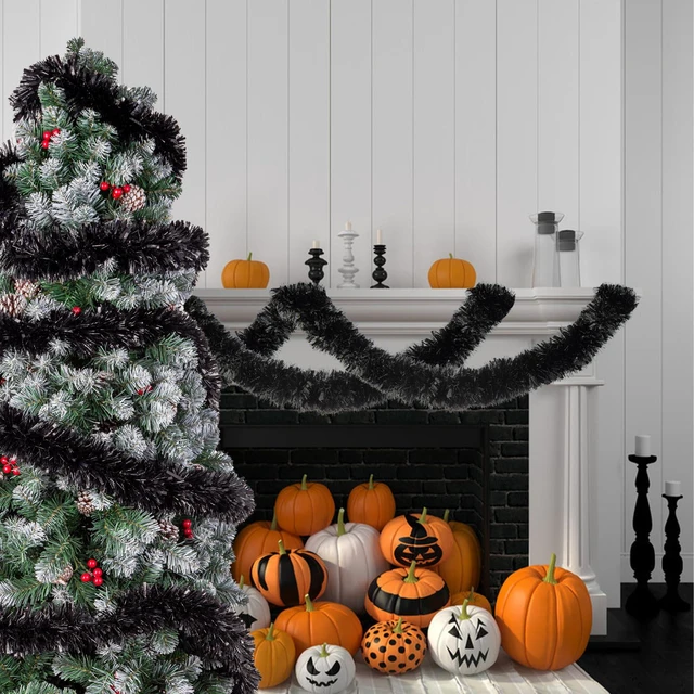 Alt view image 5 of 5 - 33FT Black Christmas Tinsel Garland Metallic Twist Foil Tinsel Garland Shiny Hanging Decorations for Halloween Xmas Tree Decoration Wedding Party Supplies