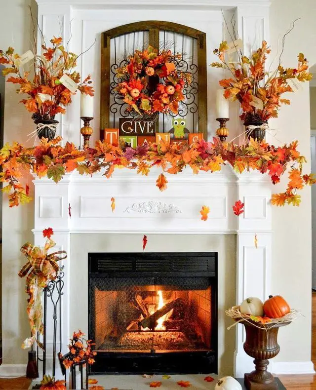 Alt view image 2 of 7 - 2pack Fall Garland Maple Leaf Garlands 5.9Ft/Piece Fall Maple Leaves Garland Hanging Vine Garlands Artificial Autumn Foliage Thanksgiving Christmas Decor (2, Orange)