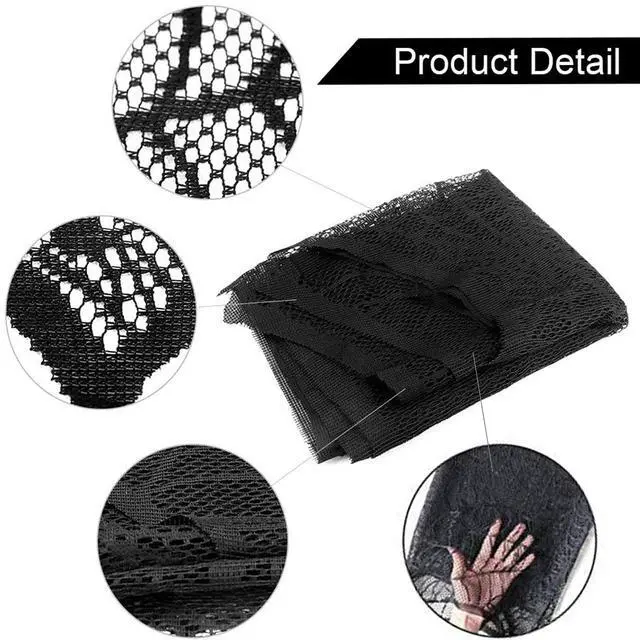 Alt view image 3 of 7 - Halloween Black Lace Spiderweb Fireplace Mantle Scarf Cover | Mantle Decorations, Garland, Festive Party Supplies, 18 x 98 inch