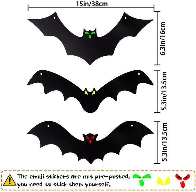 Alt view image 2 of 7 - Halloween Hanging Bats for 12PCS 3D Halloween Yard Outdoor Decoration | 3 Styles Realistic Scary Large Fake Black Hanging Flying Bat Spooky for Halloween Indoor Sign Lawn Decorations