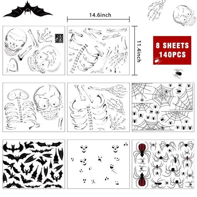 Alt view image 2 of 7 - 140PCS Halloween Window Clings Decor for Halloween Decorations | Double Side Window Stickers Removable Glass Decals for Party Decorations Indoor