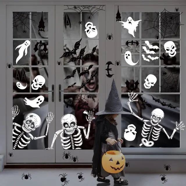 Alt view image 6 of 7 - 140PCS Halloween Window Clings Decor for Halloween Decorations | Double Side Window Stickers Removable Glass Decals for Party Decorations Indoor