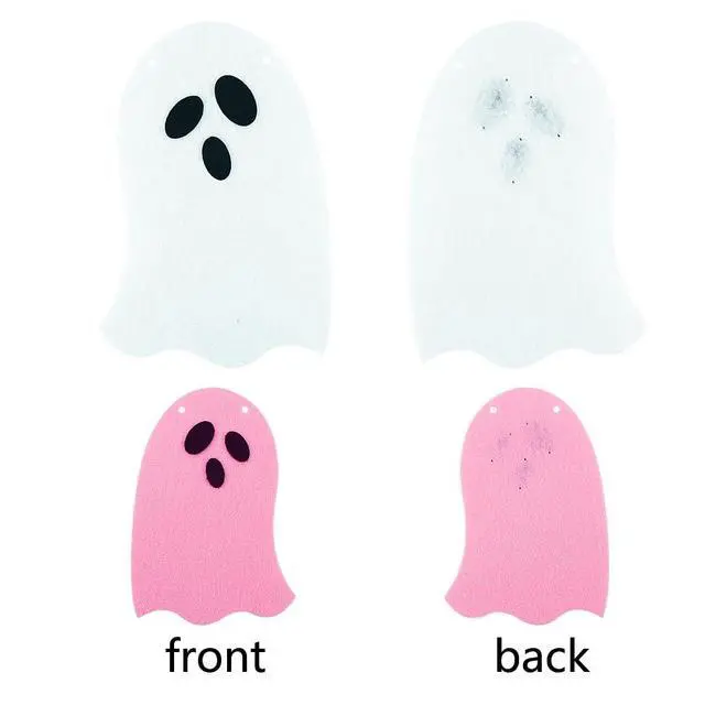 Alt view image 4 of 5 - 2 Pack White Pink Ghost Garland Felt Ghost Banner for Haunted House Fireplace Indoor Outdoor Halloween Party Decorations Supplies