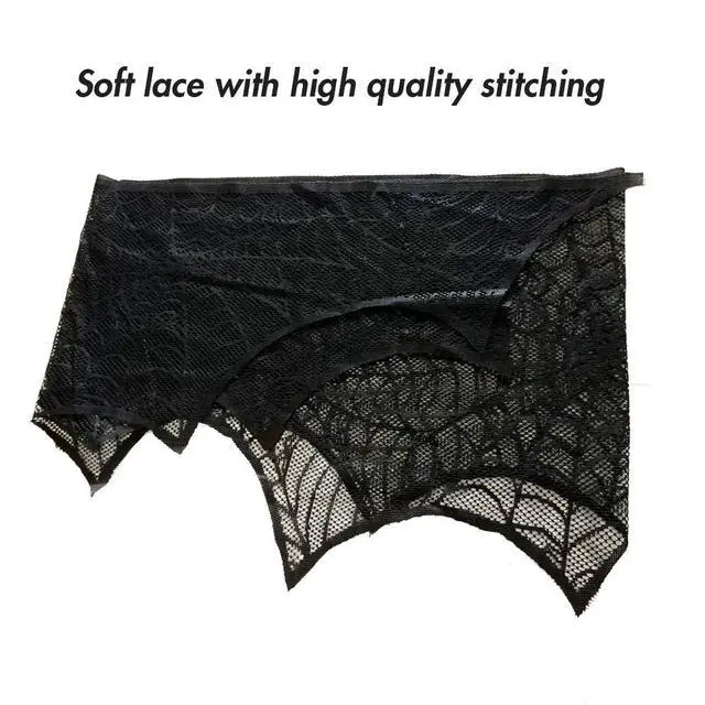 Alt view image 5 of 6 - Halloween Fireplace Decorations, Fireplace Mantle Scarf Cover, Black Lace Spider Web for Door, Window and Flowerbeds Decoration, Halloween Party Supplies