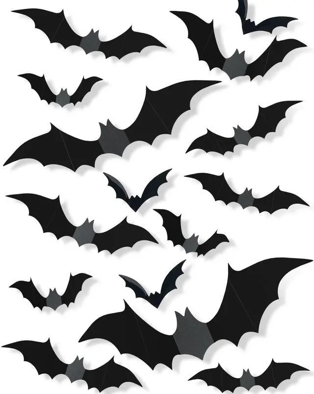 Main image of 120 Pcs 3D Halloween Decorations Bats Decor,5 Sizes Bats Wall Decor Indoor | Scary Bat Stickers, Halloween Decorations for Bedroom Bathroom, Door Wall Party Decorations