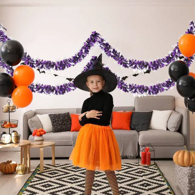 Alt view image 5 of 7 - 20FT/6M Halloween Tinsel Garland, Ghost Metallic Twist Foil Tinsel Garland Ghost Shiny Hanging Decorations for Halloween Party Decoration Supply