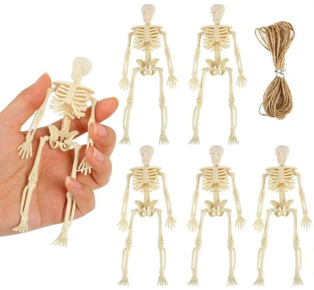 Main image of Skeletons for Halloween Decor, 6 Piece Mini Seleton Figurines 6" Small Skeleton Halloween Decoration for Haunted House Accessories Party Favors