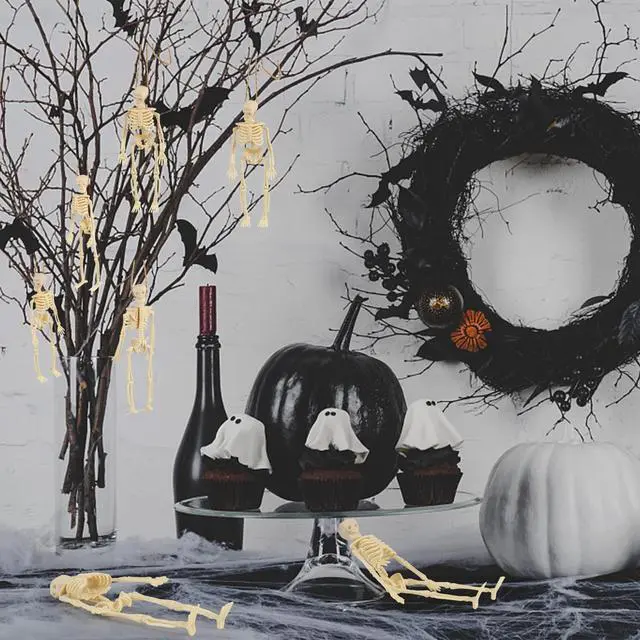 Alt view image 4 of 7 - Skeletons for Halloween Decor, 6 Piece Mini Seleton Figurines 6" Small Skeleton Halloween Decoration for Haunted House Accessories Party Favors